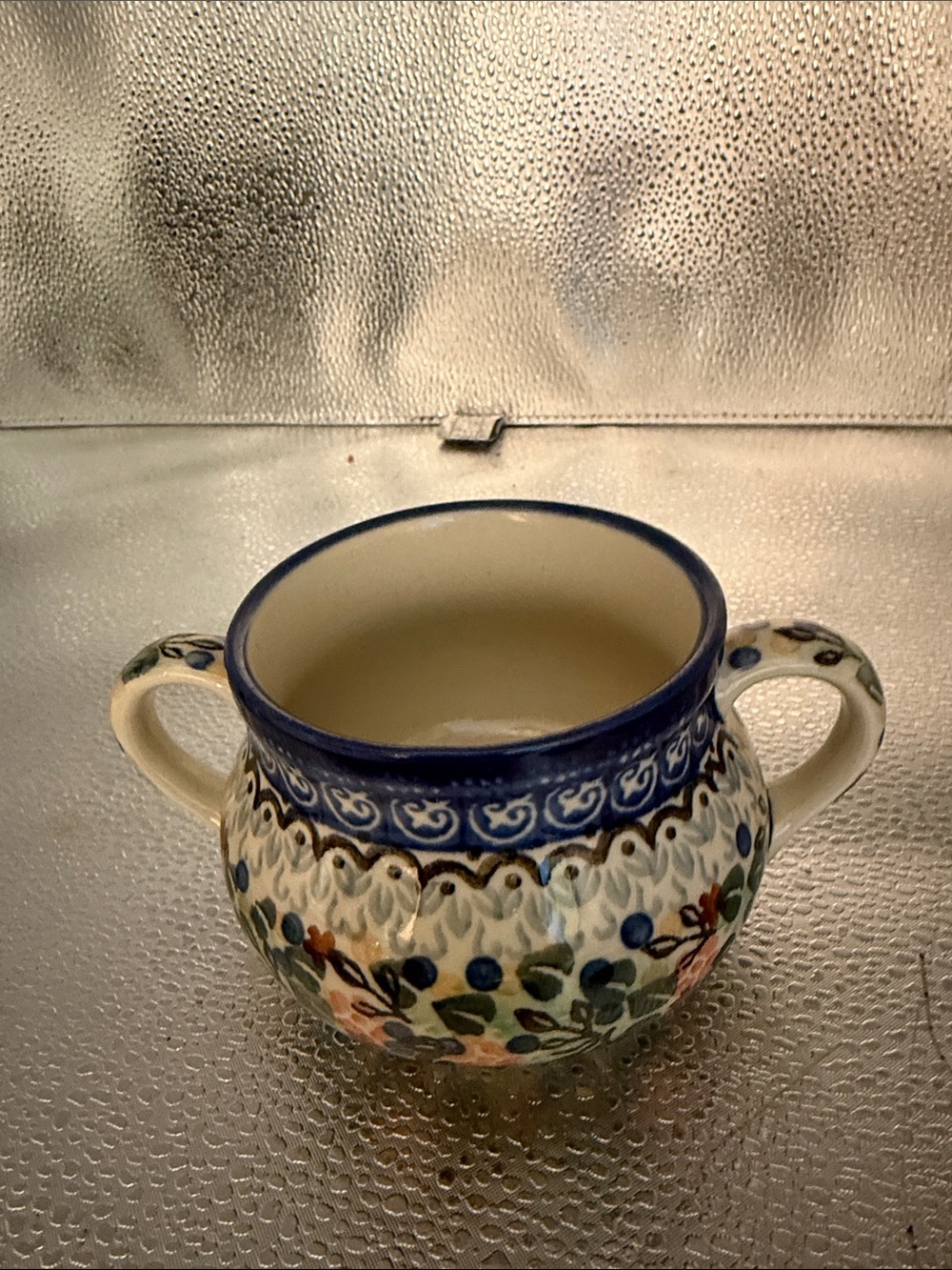 Vintage Complex Hand Painted Polish Stoneware Mug